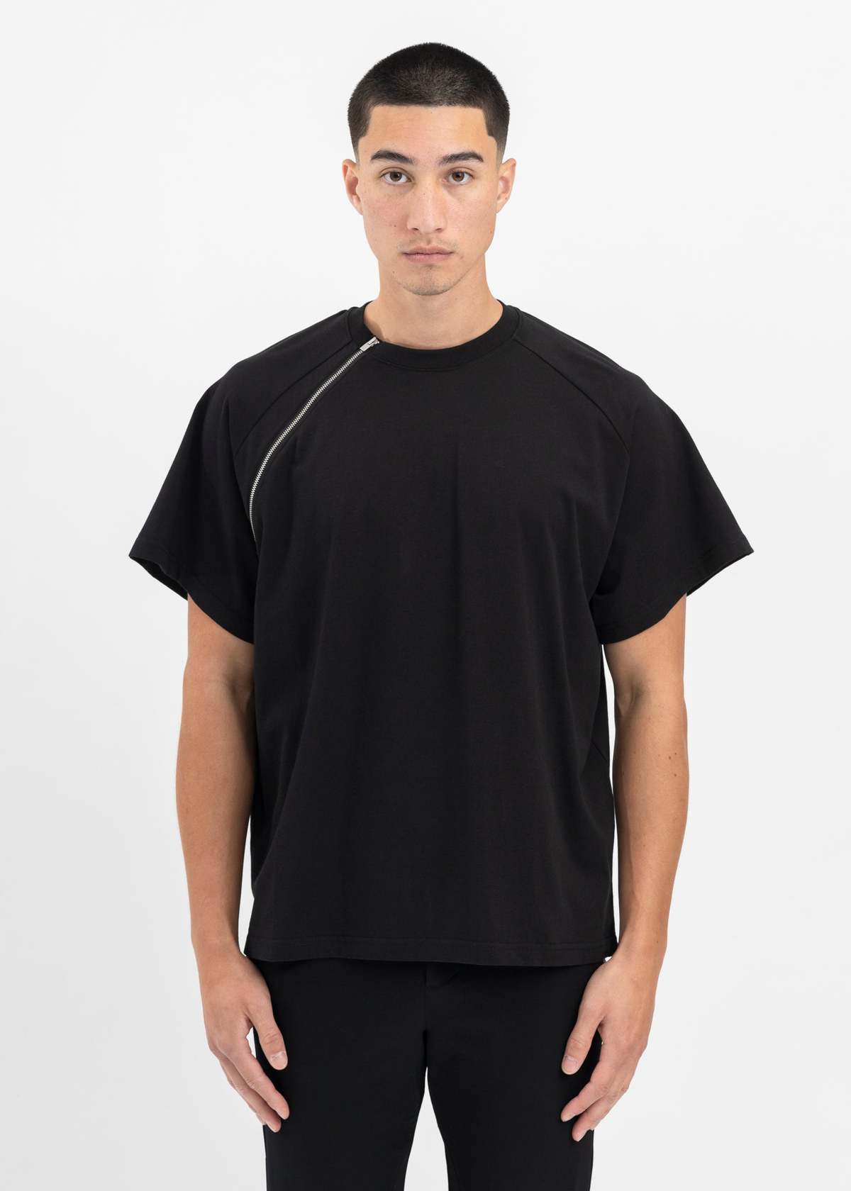 Heliot Emil Sequence Zip T-shirt - Black | Garmentory