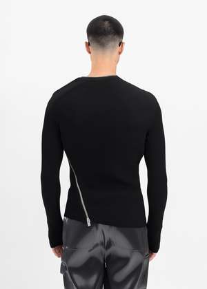 Heliot Emil Tied Zip Knit - Black | Garmentory