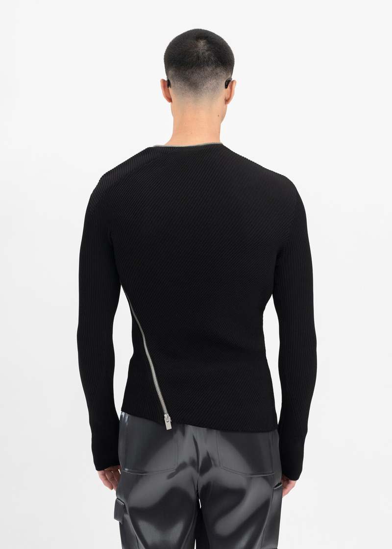 Heliot Emil Tied Zip Knit - Black | Garmentory