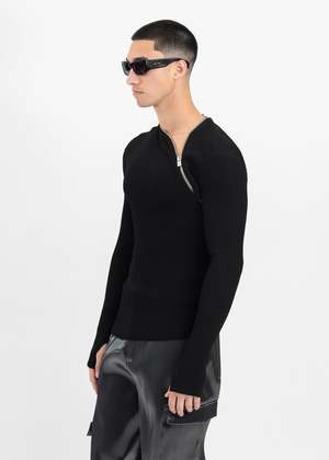 Heliot Emil Tied Zip Knit - Black | Garmentory