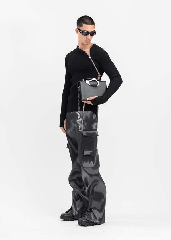 Heliot Emil Tied Zip Knit - Black | Garmentory