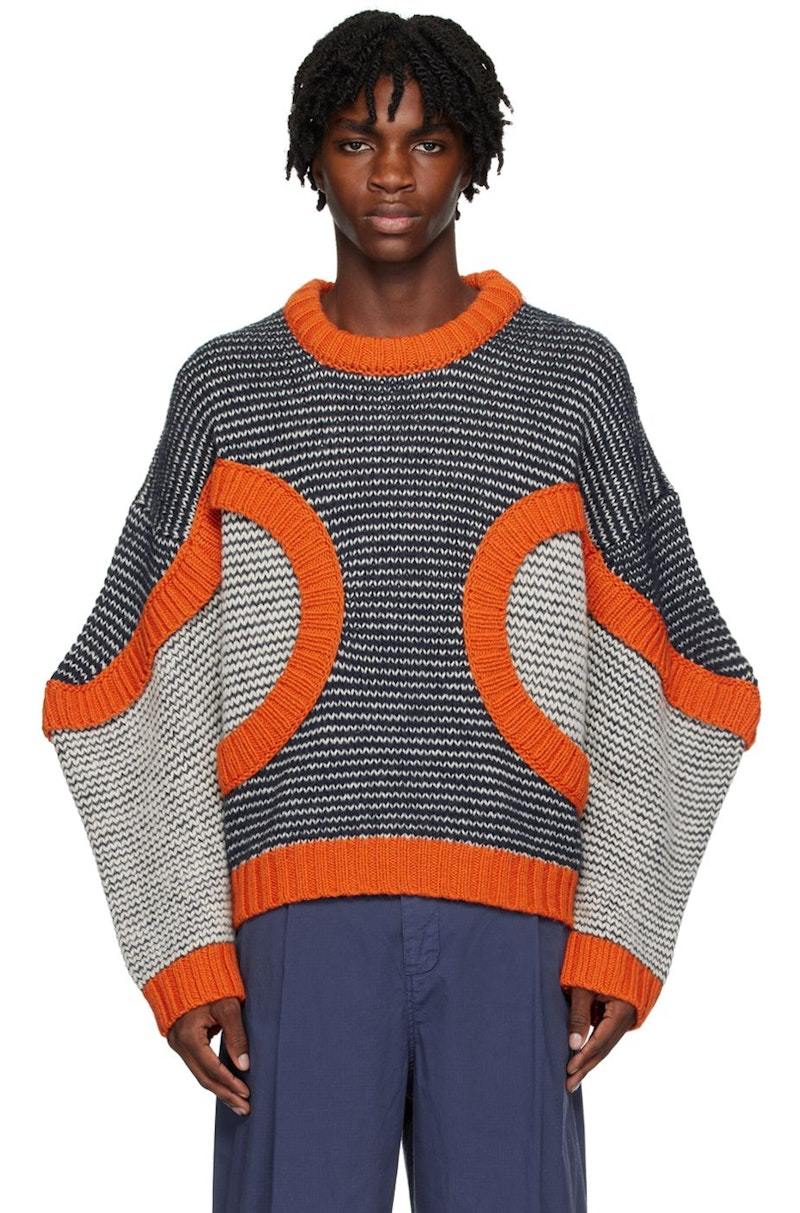 Henrik Vibskov Paneled Sweater - Navy | Garmentory