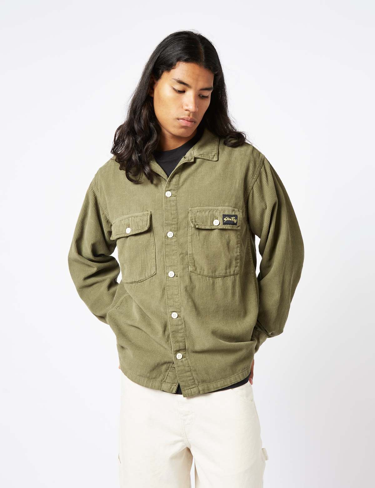 olive green button up