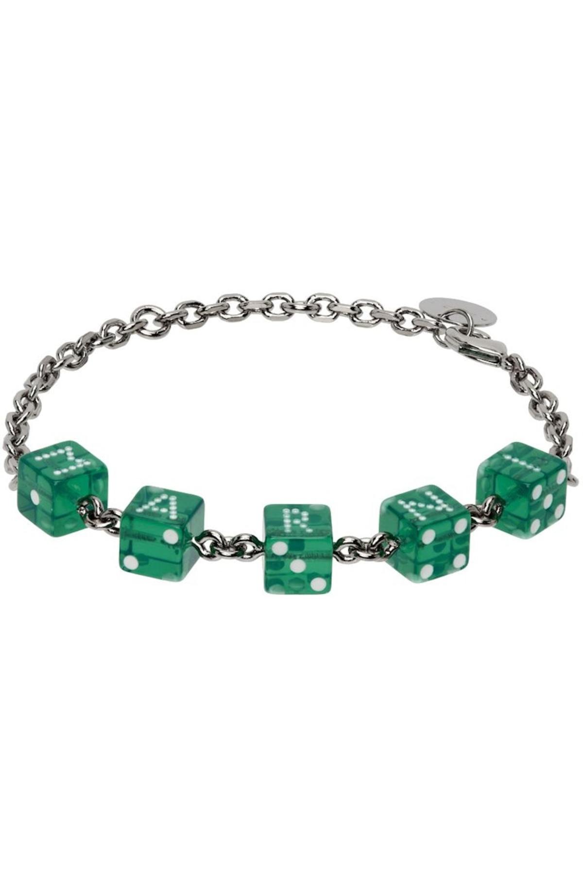 Marni Silver & Green Dice Bracelet - Mint | Garmentory