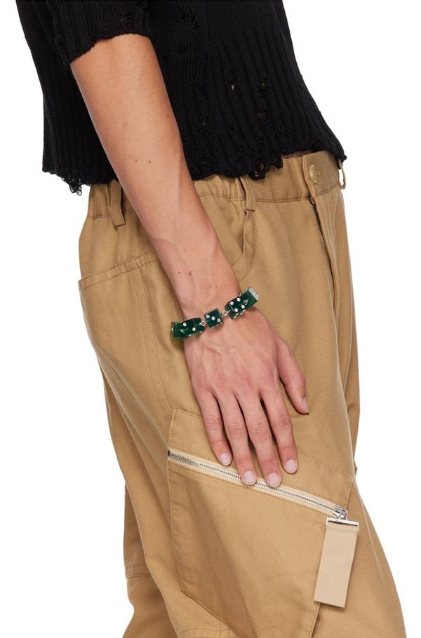 Marni Silver & Green Dice Bracelet - Mint | Garmentory