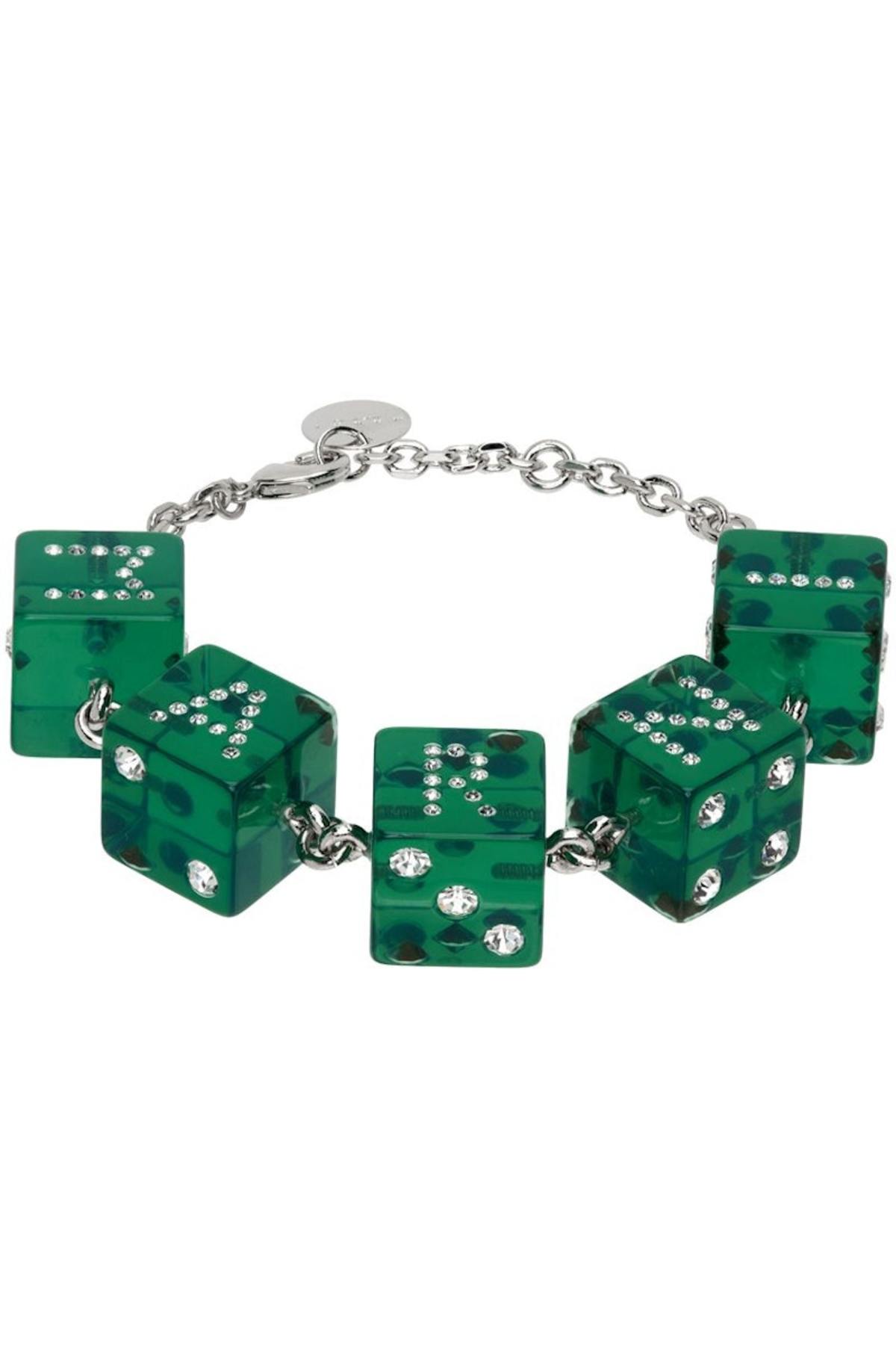 【希少】MARNI / 23SS Dice Bracelet Marni Silver & Green Dice Bracelet - Mint | Garmentory
