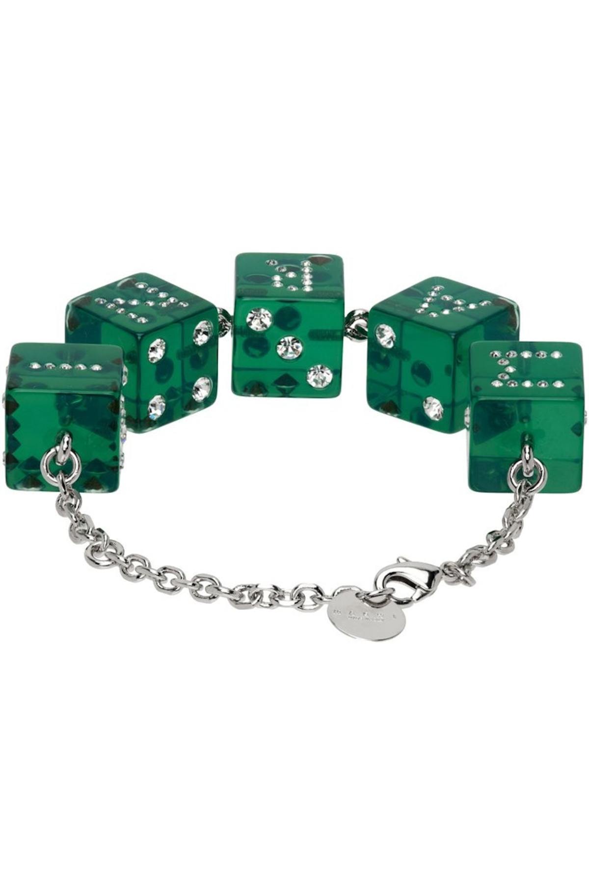 Marni Silver & Green Dice Bracelet - Mint | Garmentory
