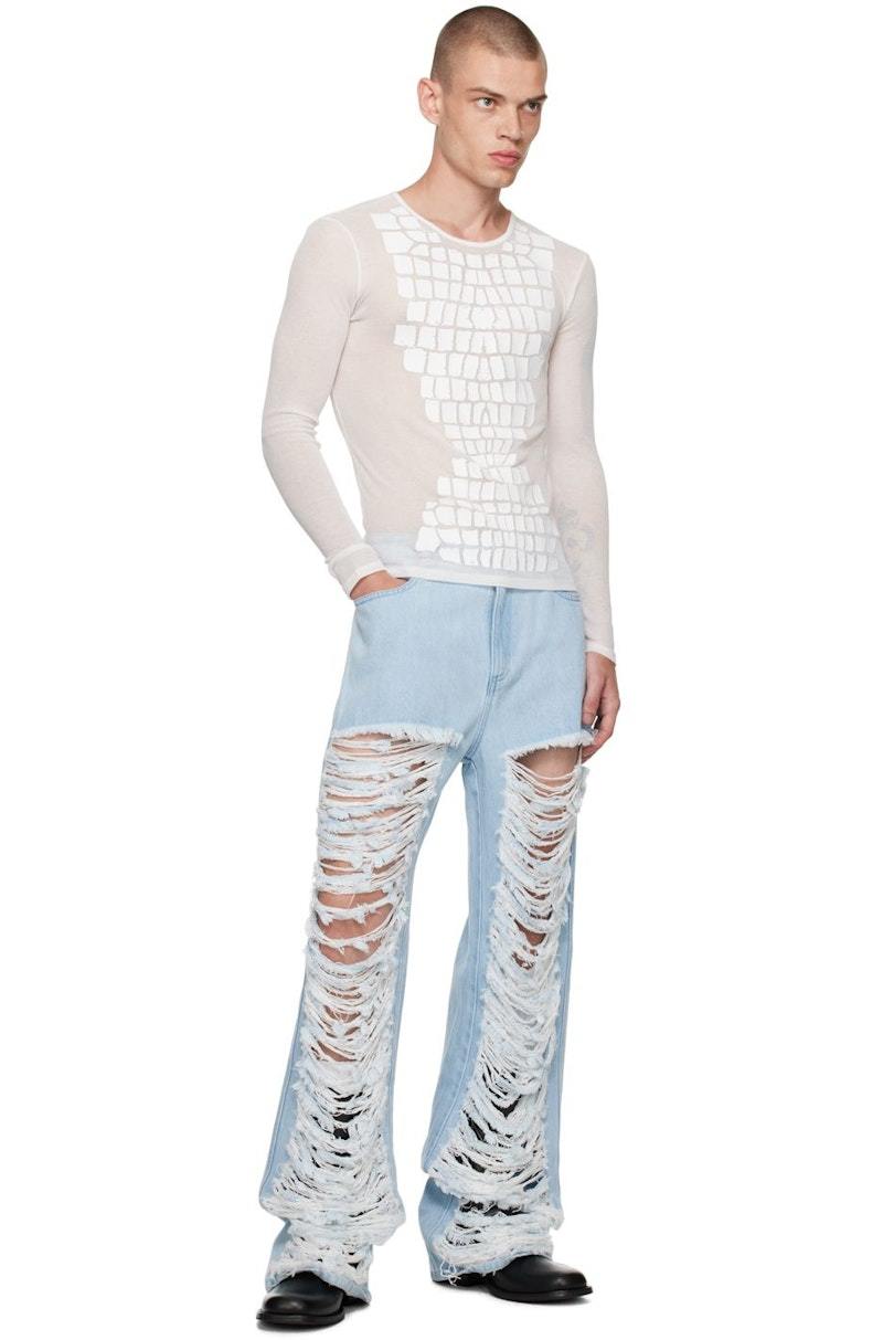 Dion Lee Croc Long Sleeve T Shirt - Ivory | Garmentory