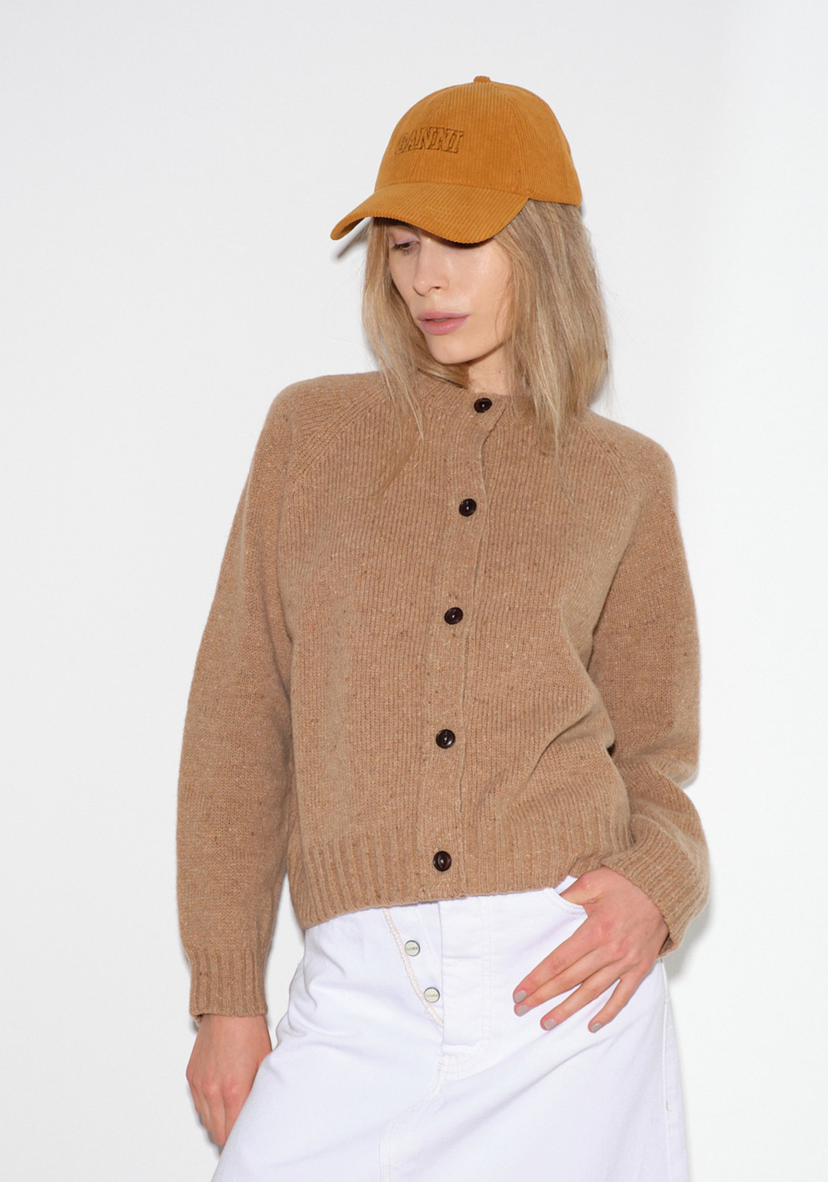 Ganni Corduroy Cap Hat - Sand | Garmentory
