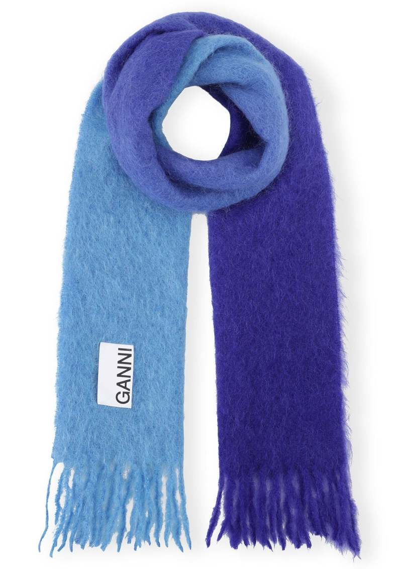 Ganni Mohair Gradient Scarf - Silver/Lake Blue | Garmentory