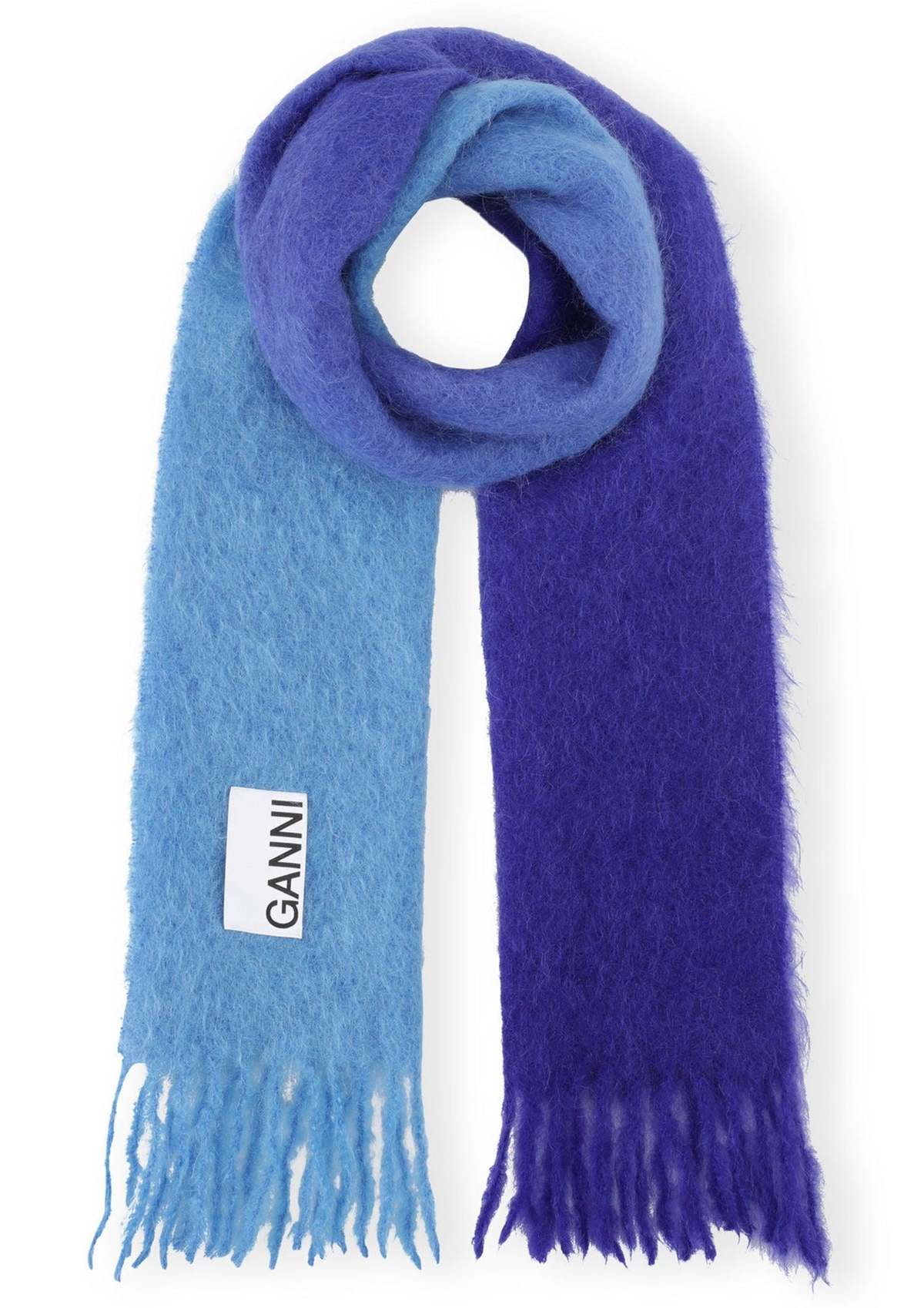 Ganni Mohair Gradient Scarf - Silver/Lake Blue | Garmentory