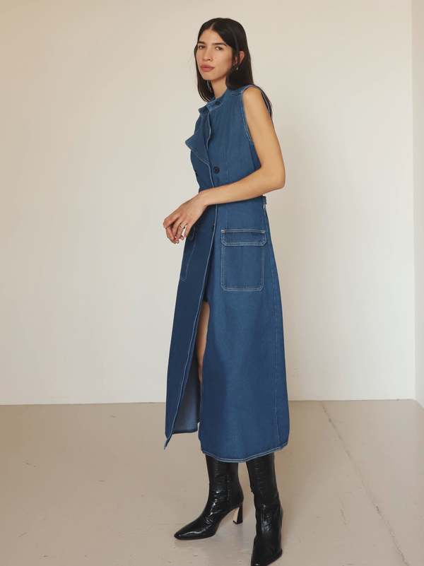white christmas dresses Sovere Dusk Denim Dress in Ink – Coco & Lola main image 1