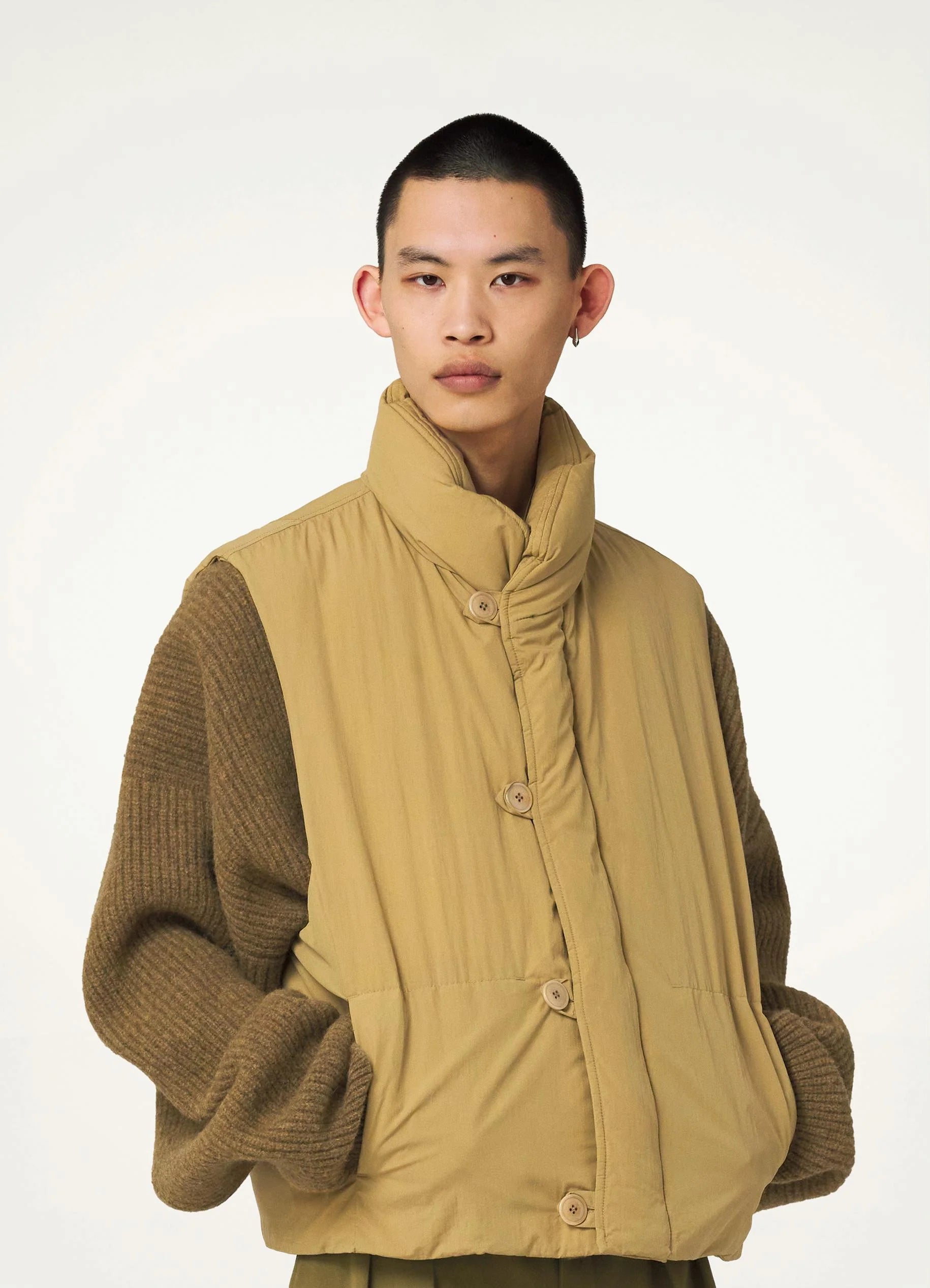 Lemaire Puffer Gilet - Ochre Khaki | Garmentory