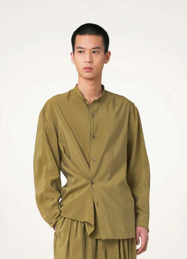 Lemaire Stand Collar Twisted Shirt - Pistachio | Garmentory