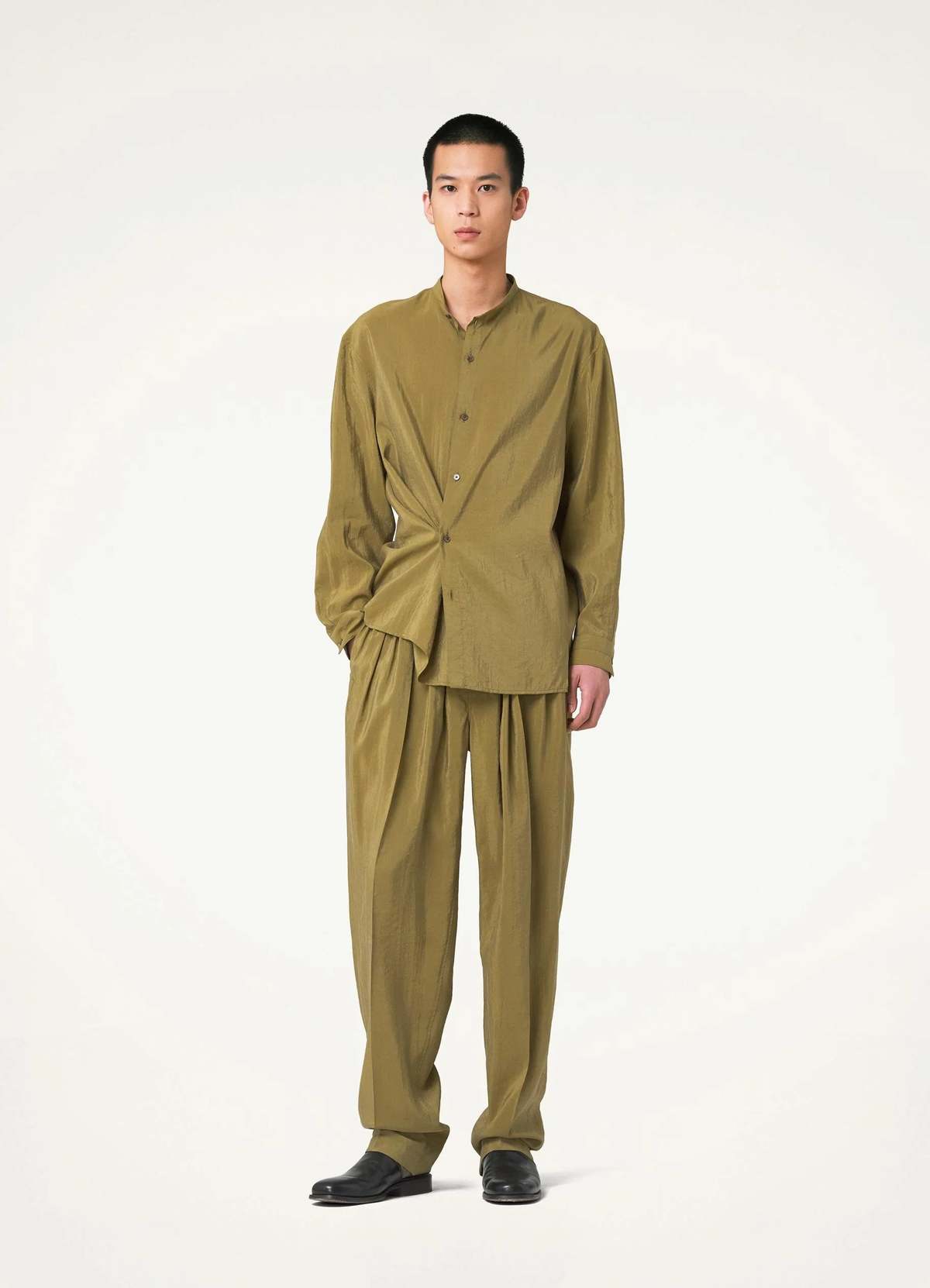 Lemaire Stand Collar Twisted Shirt - Pistachio | Garmentory