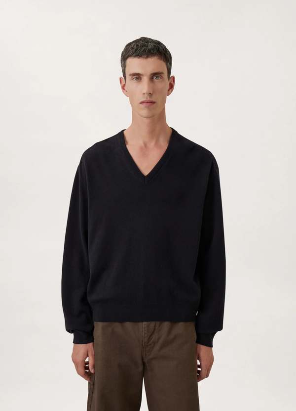 Lemaire V-Neck Jumper - Dark Navy | Garmentory