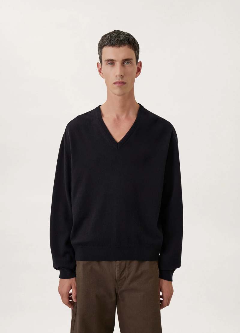 Lemaire V-Neck Jumper - Dark Navy | Garmentory