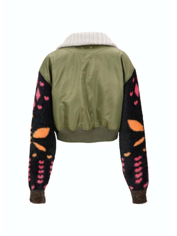 ジャケット [ANDERSON BELL] LEONA JACQUARD KNIT SLEEVE BOMBER JACKET Andersson Bell Leona Jacquard Knit Sleeve Bomber Jacket