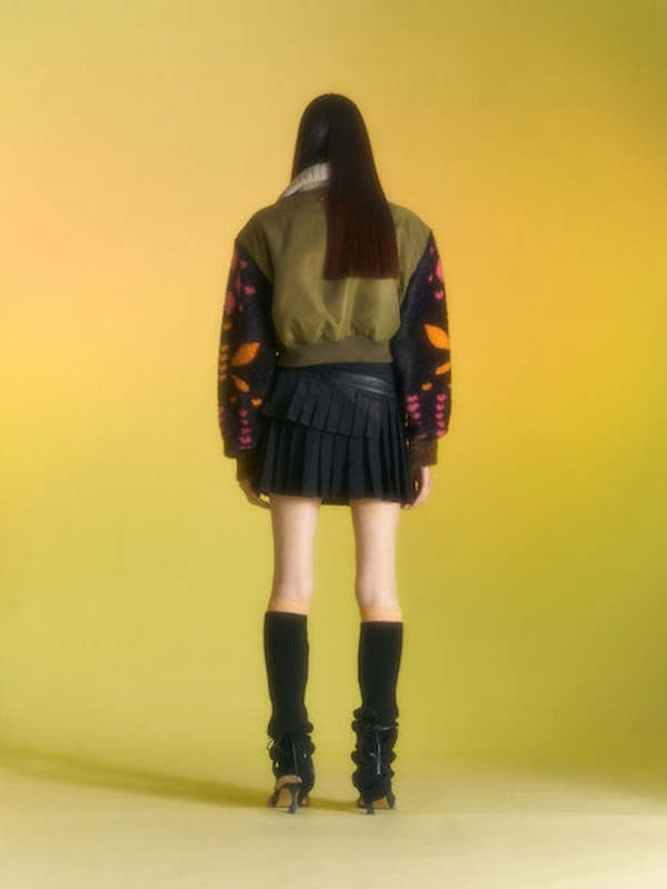 ANDERSSON BELL Leona Jacquard Knit Sleeve Bomber Jacket