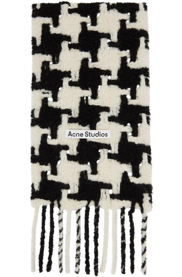 小物 ACNE STUDIOS SCARF/WHITE/BLACK Acne Studios Houndstooth Scarf - White/Black | Garmentory