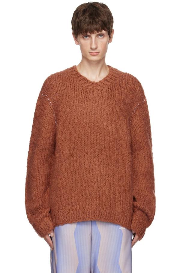Acne Studios ニット メンズ　アルパカ24% Acne Studios Hand-Knit Sweater - Brown | Garmentory