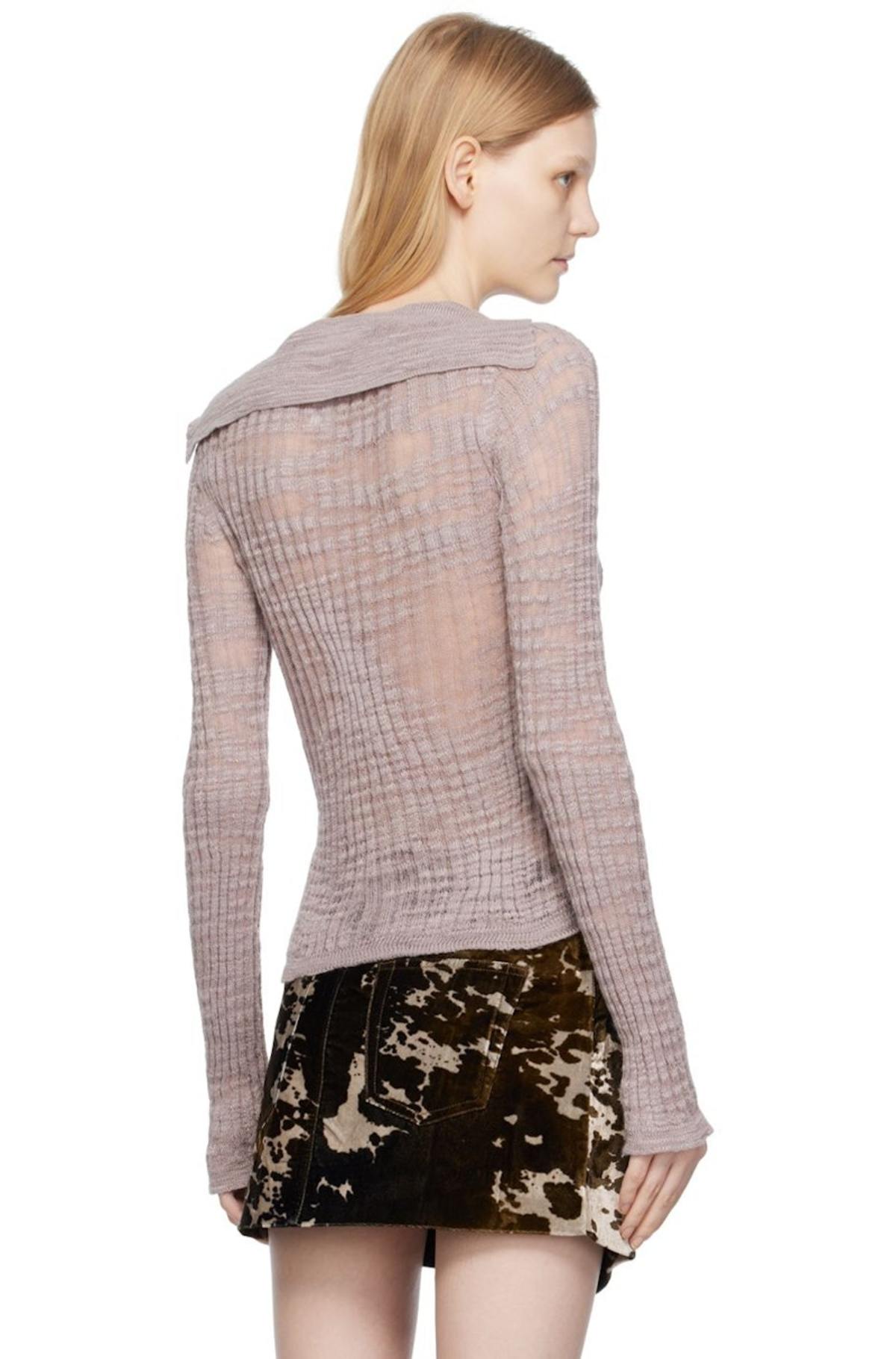 Acne Studios Gray Spread Collar Sweater Dusty Lilac Garmentory