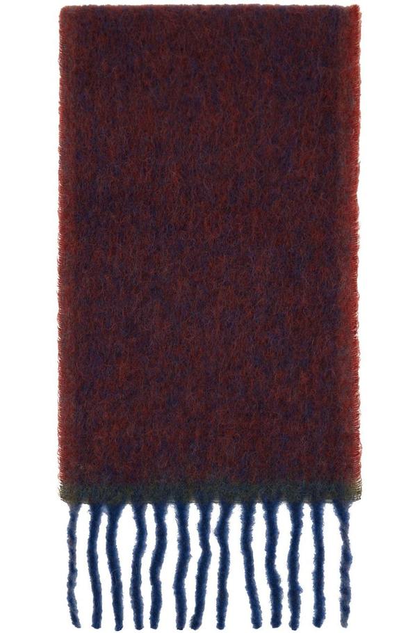 Acne Studios Red & Blue Fringe Scarf - Aubergine/Blue | Garmentory