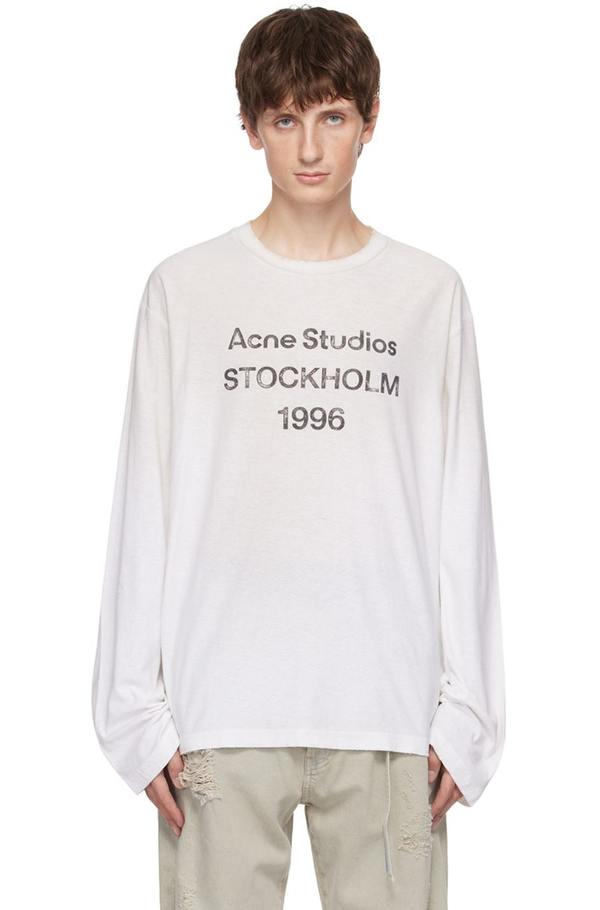 Acne Studios Distressed Long Sleeve T-Shirt - White | Garmentory