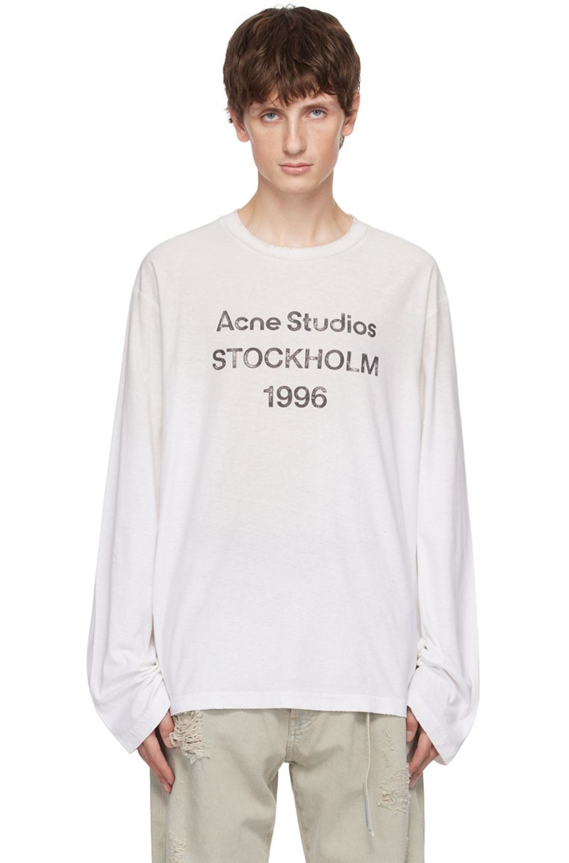 トップス Acne studios white long sleeve T-shirt Buy Acne Studios Logo 1996 Long-Sleeve T-Shirt 'White' - CL0197