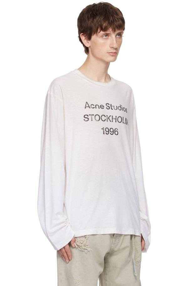 Acne Studios Distressed Long Sleeve T-Shirt - White | Garmentory