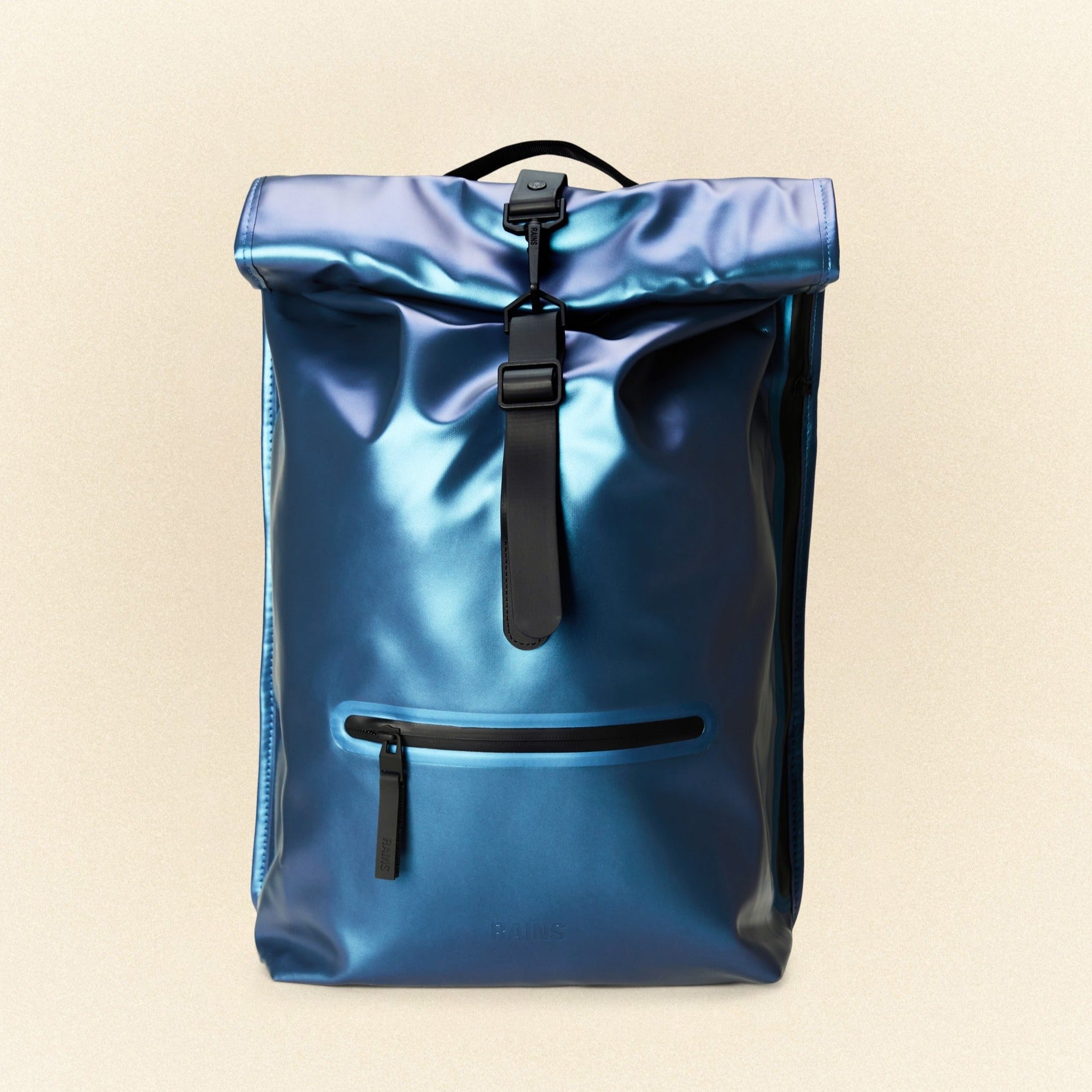 RAINS NWT Laser Blue Rolltop Rucksack Mini W3 Backpack OS #13330 Adjustable Rains Rolltop Rucksack W3 Grey | Buy Rains Rolltop Rucksack  main image 2
