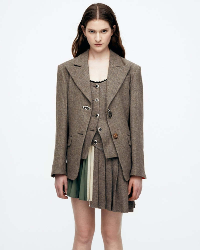 ジャケット SAULINA ANGELICA - Herringbone two-button blazer (SAD117 1) SAULINA ANGELICA - Herringbone two-button blazer (SAD117 1
