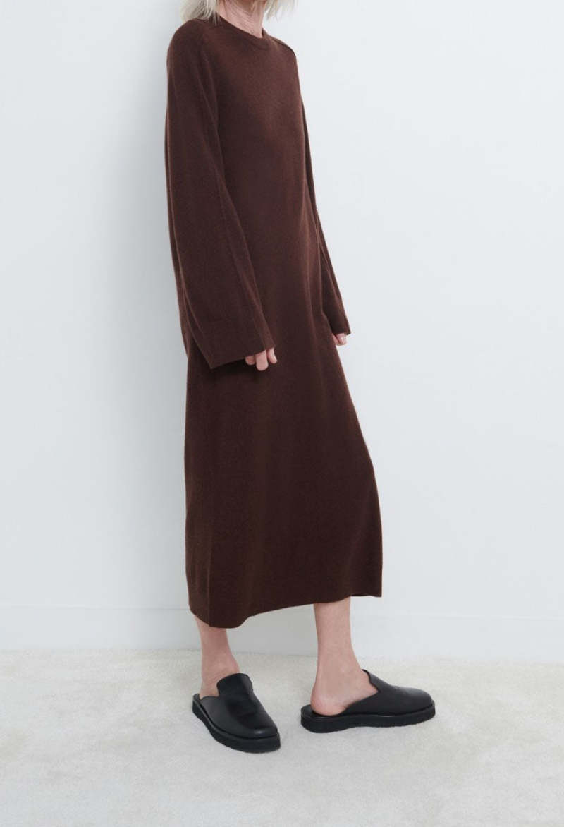 LouLou Studio Esna Cashmere Long Dress - Choco Melange