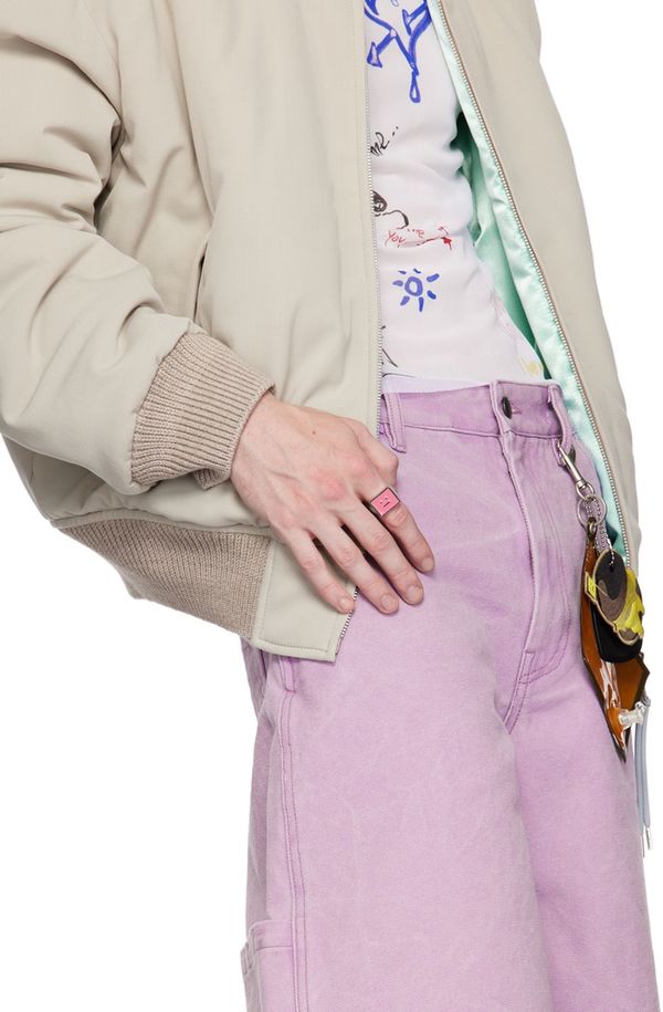Acne Studios Silver & Pink Enamel Ring - Pink | Garmentory