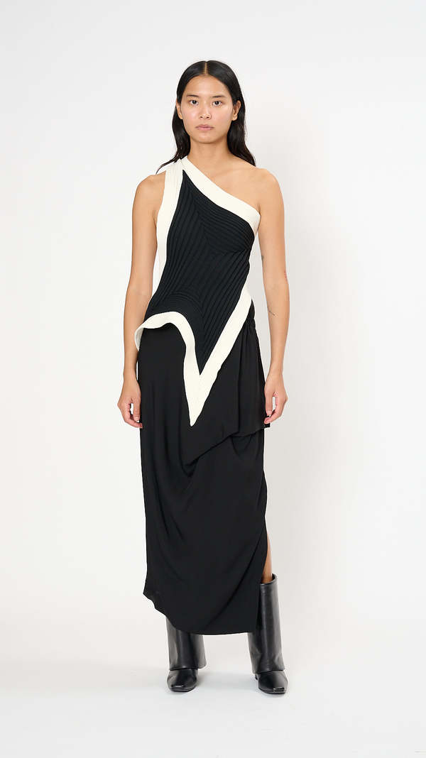 Issey Miyake Square Scheme 2 One Shoulder Top - Black | Garmentory