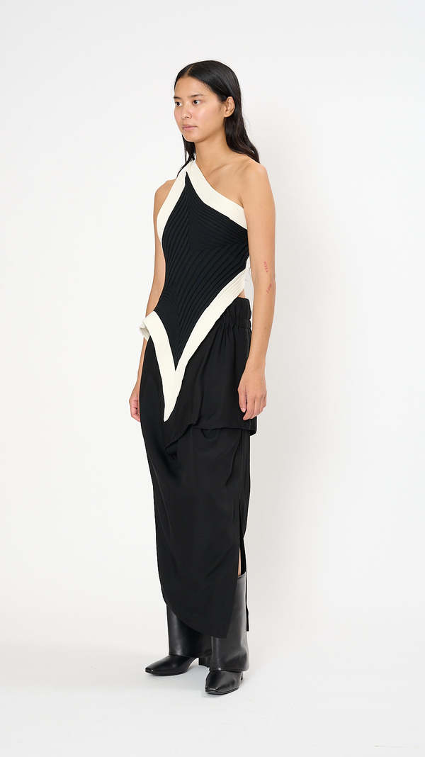 Issey Miyake Square Scheme 2 One Shoulder Top - Black | Garmentory