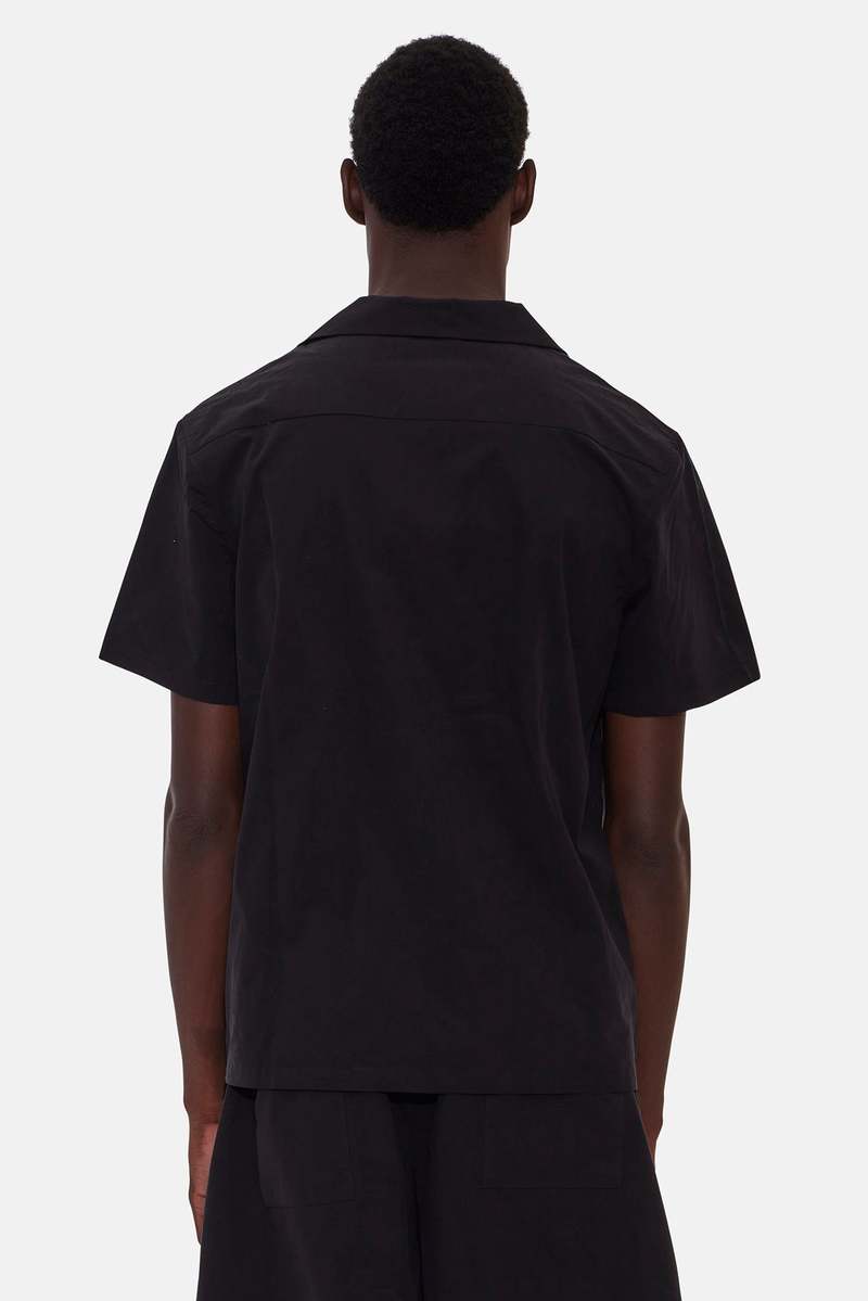 Blue&Cream Poplin Camp Shirt - Black