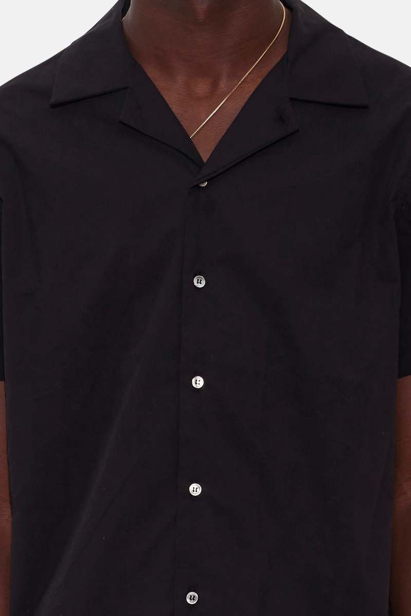 Blue&Cream Poplin Camp Shirt - Black