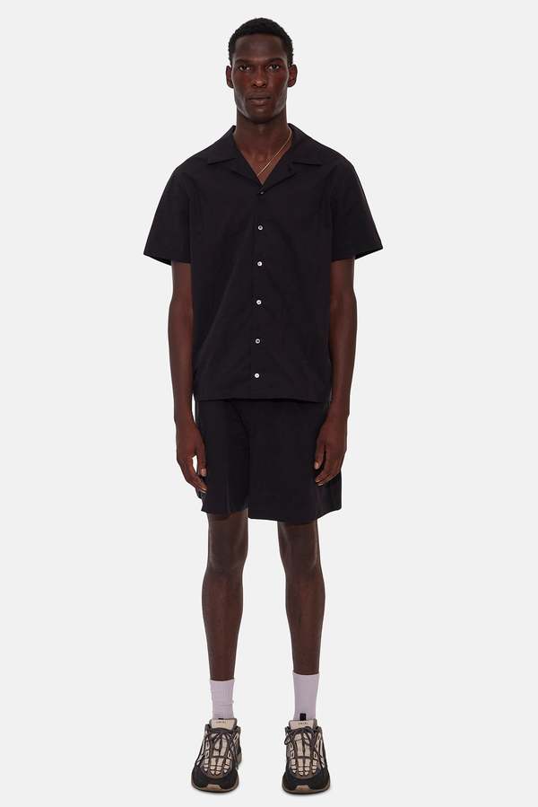 Blue&Cream Poplin Camp Shirt - Black