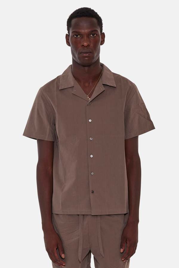 Blue&Cream Poplin Camp Shirt - Brown