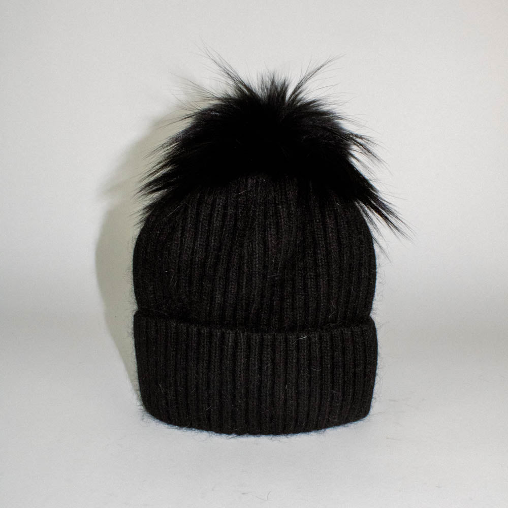 Linda Richards Angora/Wool Blend Beanie - Black | Garmentory display picture 2