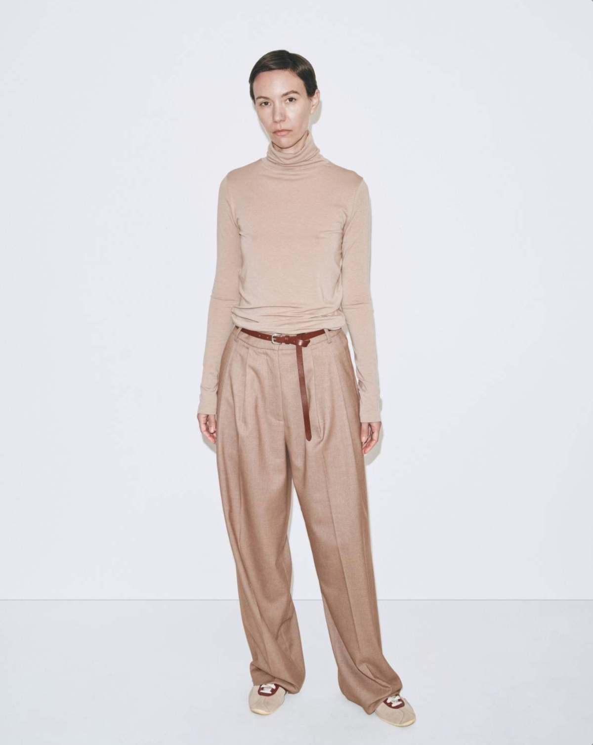 Mens Pant - Pleated Wide Leg - Camel