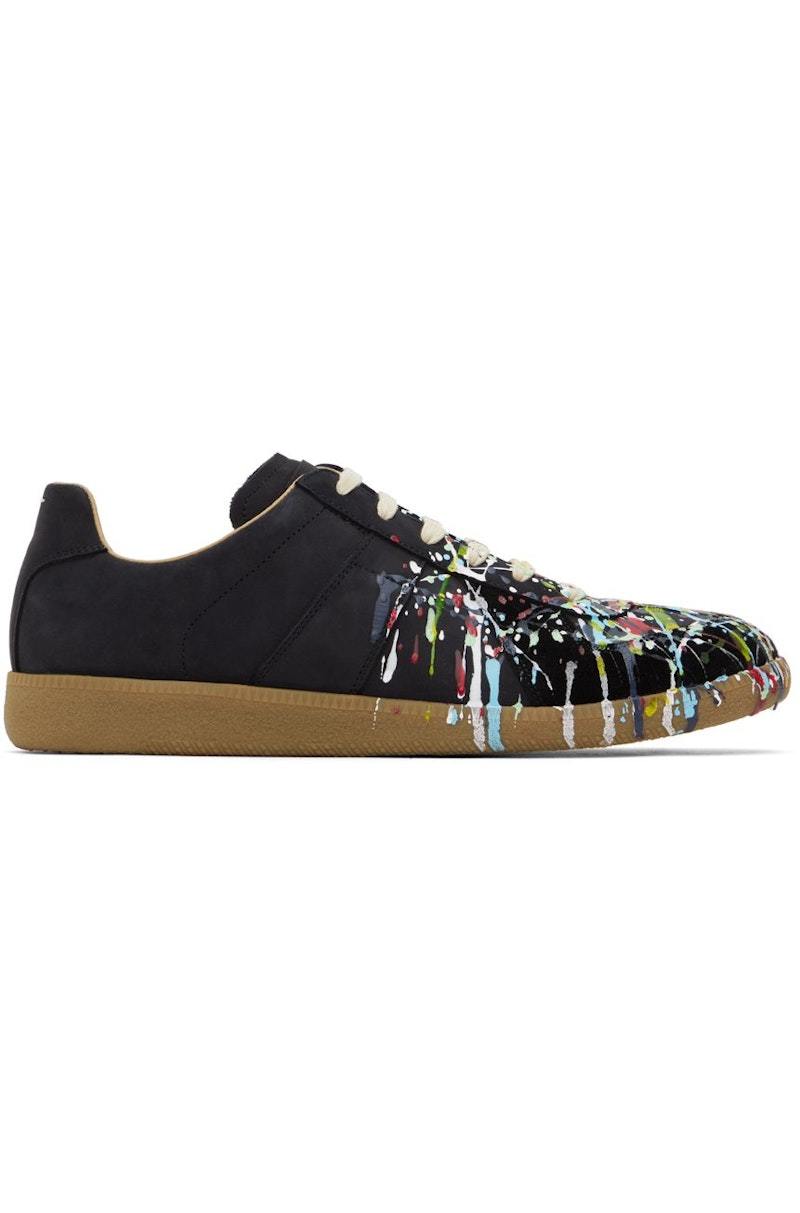 Maison Margiela Paint Replica Sneakers - Black | Garmentory