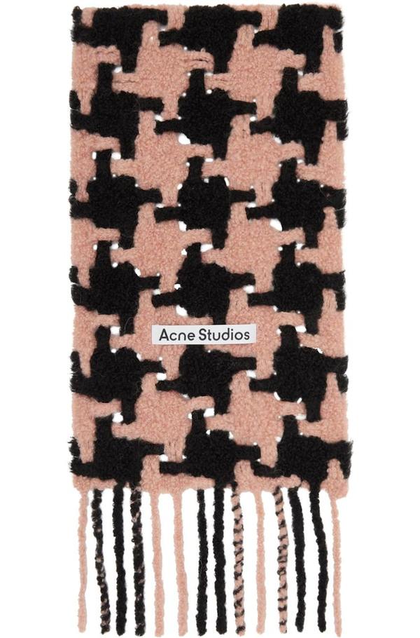 Acne Studios Pink Black Houndstooth Scarf Black/Pink Garmentory