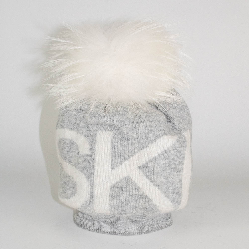 NEW LINDA RICHARDS women\'s ski angora wool pom hat in dove grey Ski main image 3