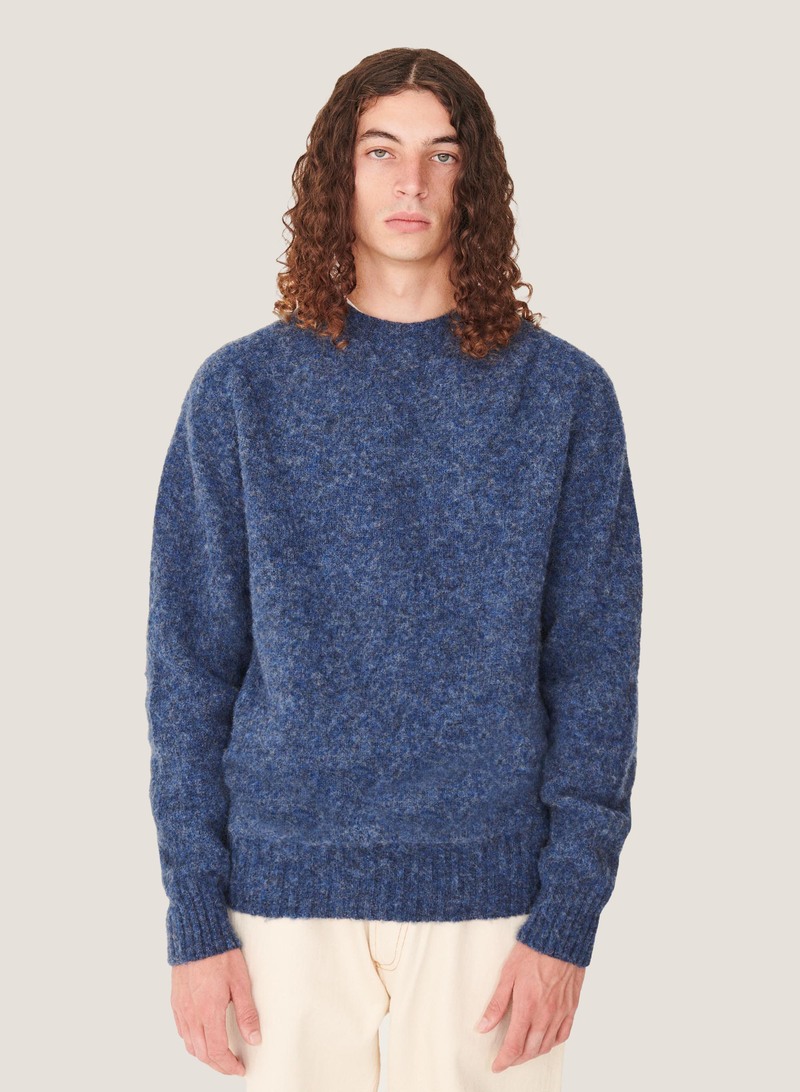 YMC Suedehead Crew Neck Jumper Blue