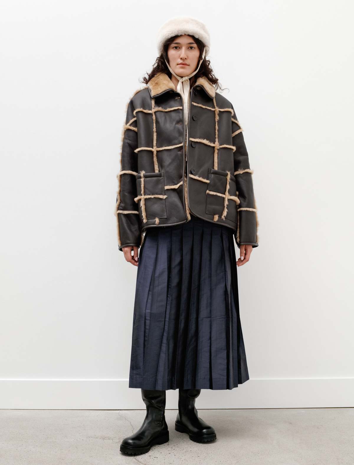 Cawley Avis Check Shearling Jacket - Chocolate/Tan | Garmentory