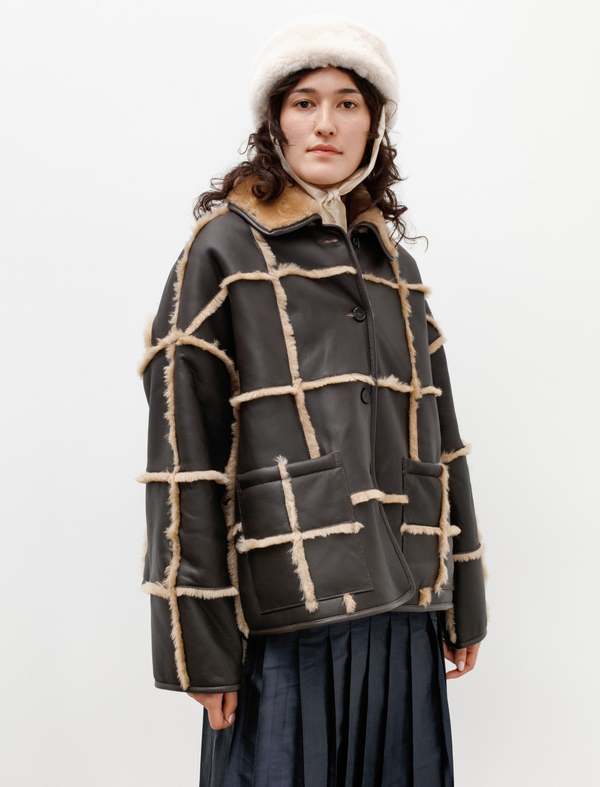 CAWLEY Avis check sheepskin jacket定価約40万 Cawley Avis Check Shearling Jacket - Chocolate/Tan | Garmentory