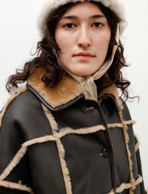 Cawley Avis Check Shearling Jacket - Chocolate/Tan | Garmentory