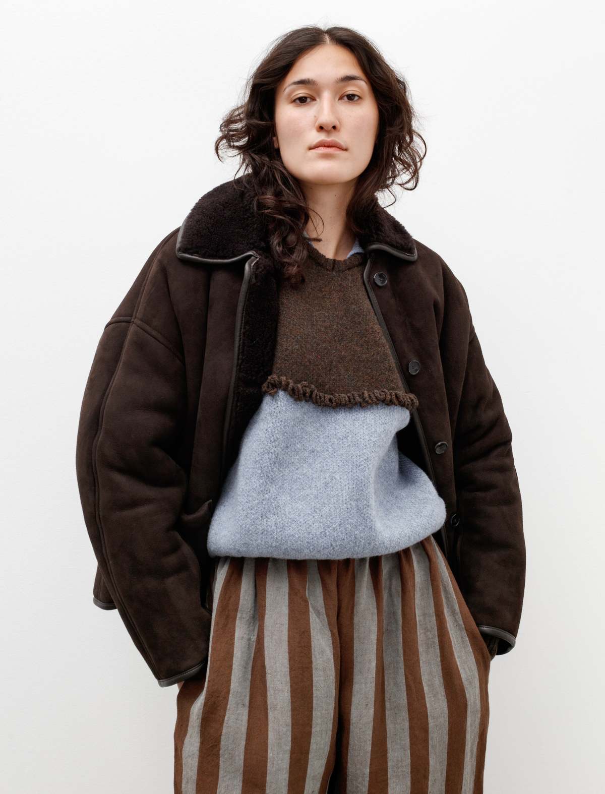 Cawley Avis Suede Sheepskin Jacket - Chocolate | Garmentory